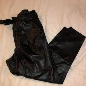 Vegan Leather Tie Pants